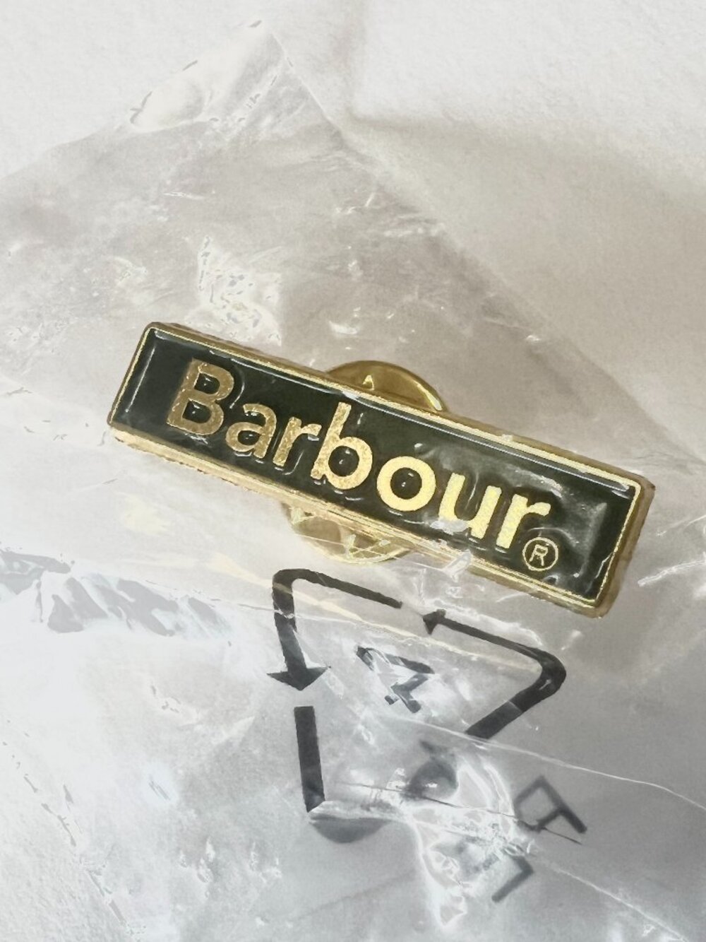 Barbour Metal Brand Bar Lapel Pin Logo Classic Black Brand New Sealed